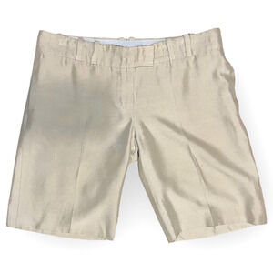Chloe Womens Bermuda Shorts Beige Mastic Silk Vintage Preppy Luxury Short